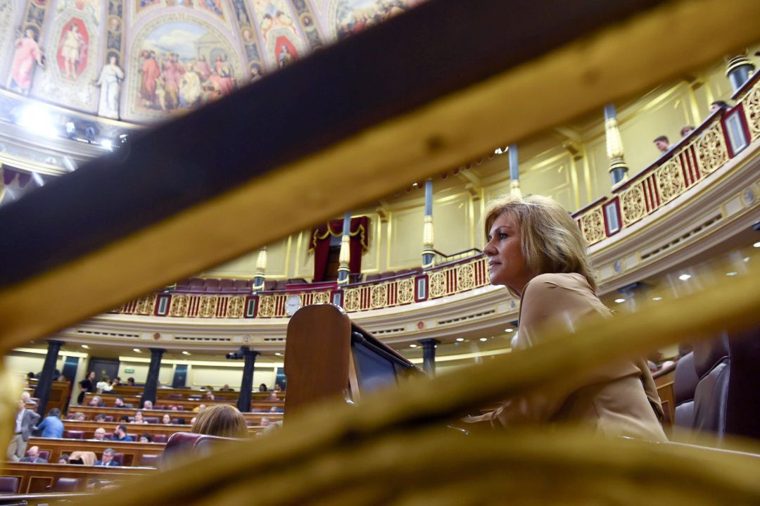 La exsecretaria general del PP María Dolores de Cospedal sentada en su escaño del Congreso La exsecretaria general del PP María Dolores de Cospedal sentada en su escaño del Congreso
