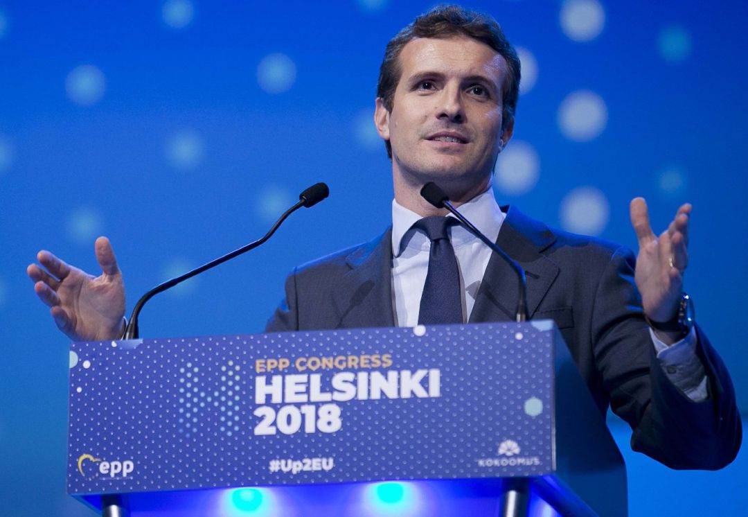 El presidente del PP, Pablo Casado, en la cumbre del Partido Popular Europeo en Helsinki. El presidente del PP, Pablo Casado, en la cumbre del Partido Popular Europeo en Helsinki.
