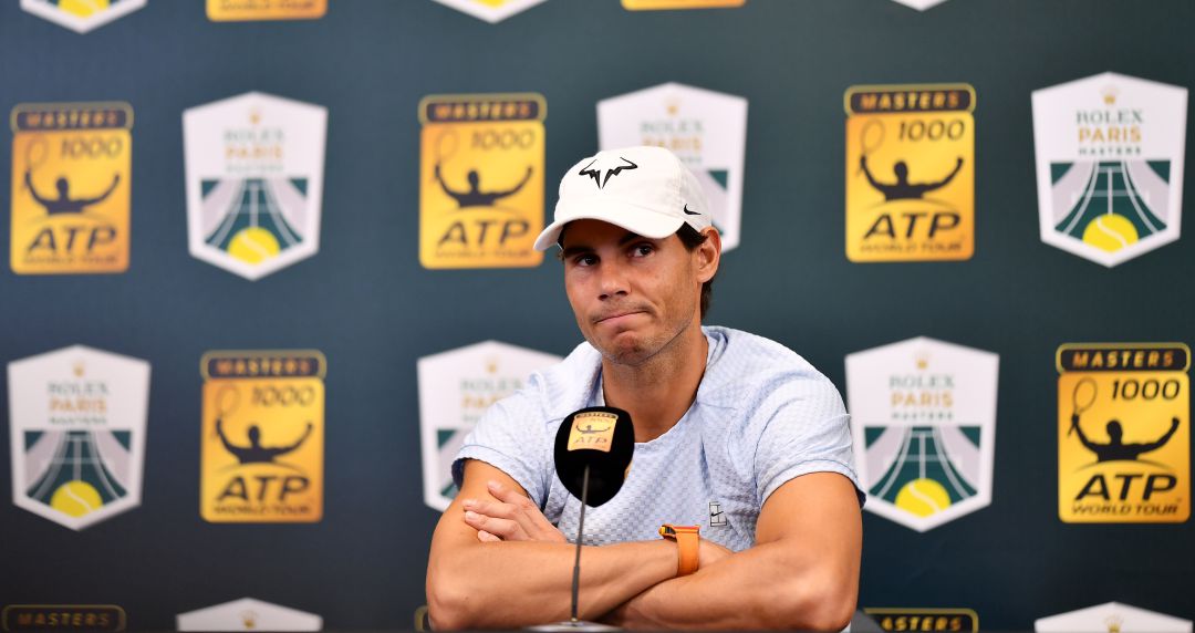 Rafa Nadal durante la rueda de prensa en la previa del Masters de París Rafa Nadal durante la rueda de prensa en la previa del Masters de París