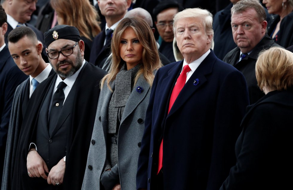 El presidente Donald Trump junto con Melania Trump y el rey de Marruecos Mohammed VI El presidente Donald Trump junto con Melania Trump y el rey de Marruecos Mohammed VI