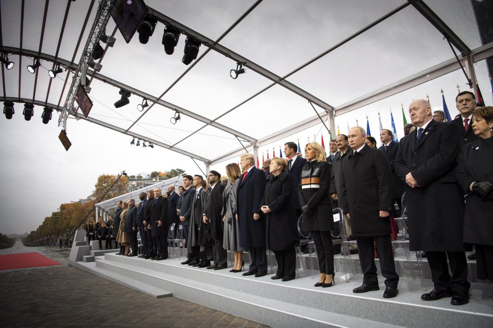 Los líderes mundiales durante la ceremonia Los líderes mundiales durante la ceremonia