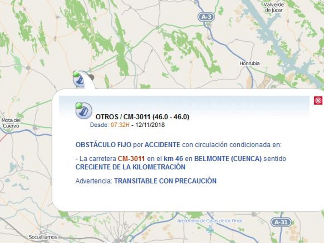 Un camión se sale de la vía en Belmonte y condiciona la circulación en la CM-3011 Un camión se sale de la vía en Belmonte y condiciona la circulación en la CM-3011