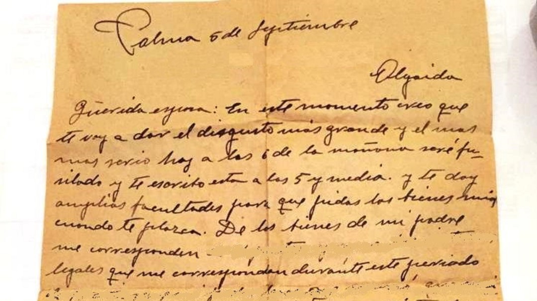 La carta que Miguel Noguera escribió media hora antes de morir fusilado en la Guerra Civil