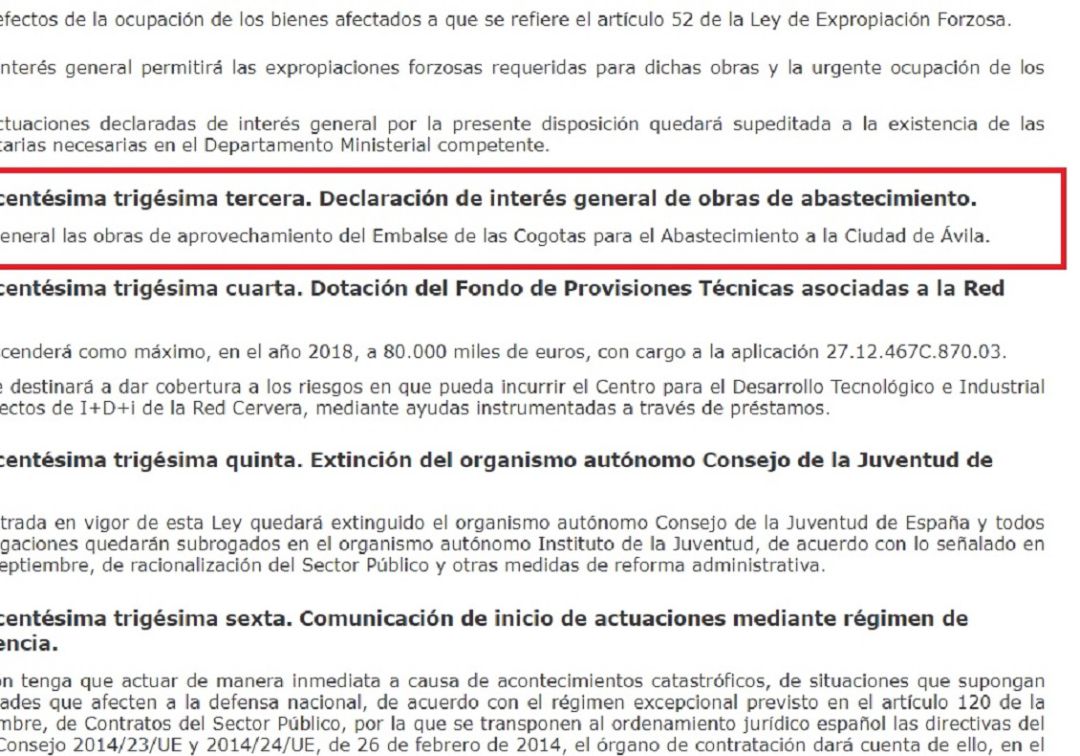 No hay partida económica en los PGE para el proyecto de Las Cogotas