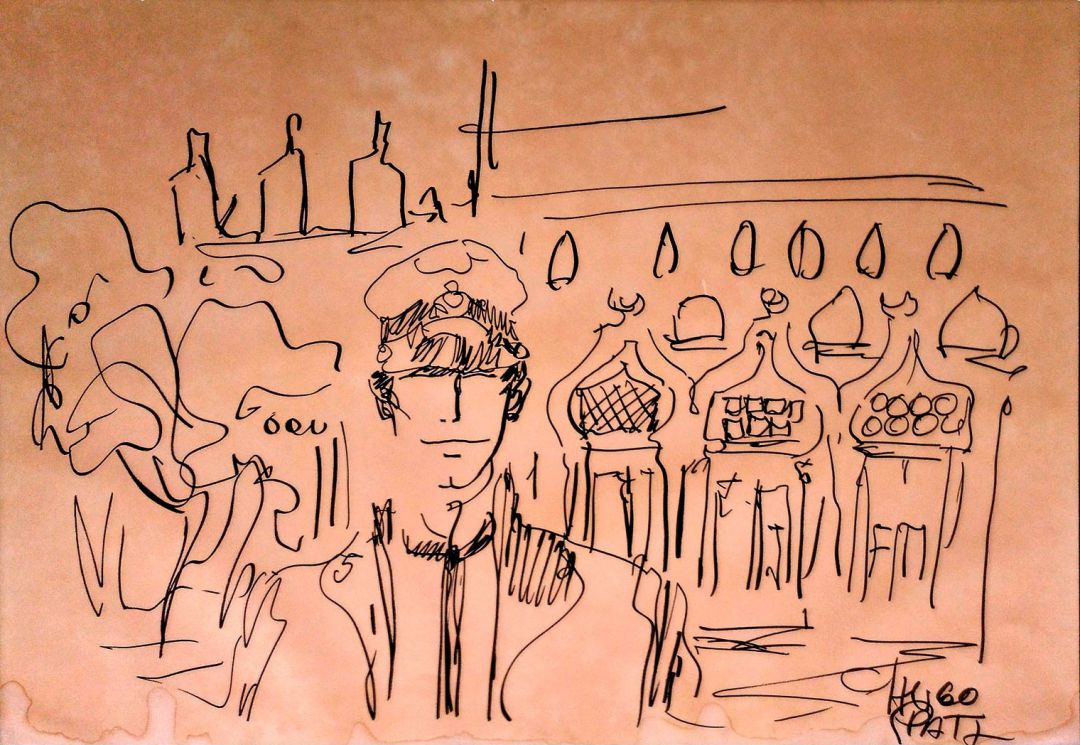 Dibujo a mano alzada que realizó Hugo Pratt en una de sus visitas a Córdoba en 1990. Dibujo a mano alzada que realizó Hugo Pratt en una de sus visitas a Córdoba en 1990.