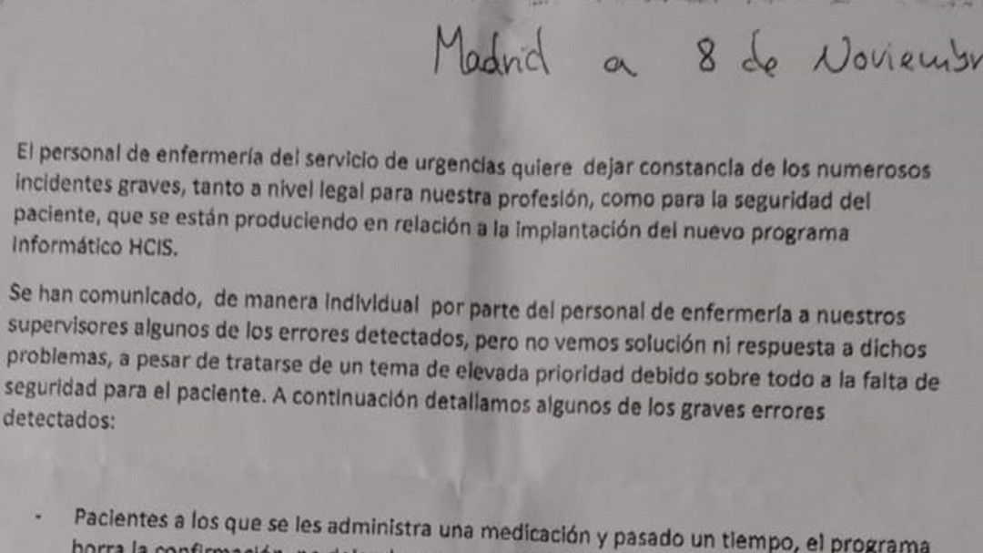 El sistema informático del servicio de urgencias de La Paz pone en riesgo la seguridad del paciente