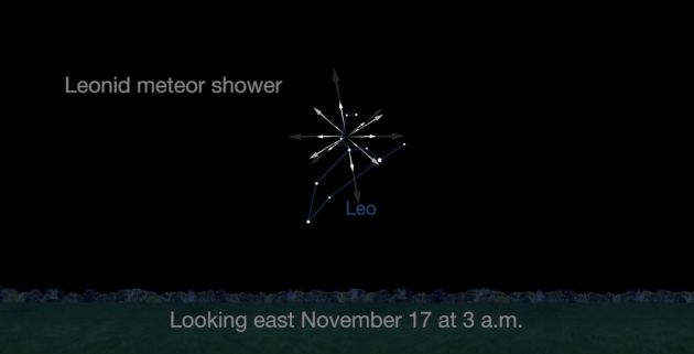 La lluvia de estrellas será especialmente visible en la costelación Leo. La lluvia de estrellas será especialmente visible en la costelación Leo.