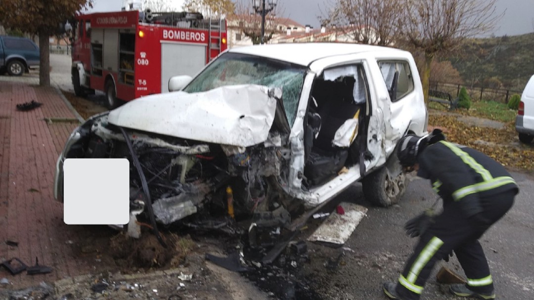 Un herido en un salida de vía a la entrada de Peguerinos