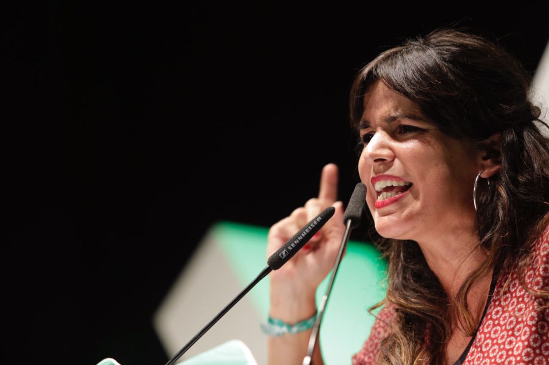 La candidata de Adelante Andalucía a presidir la Junta de Andalucía, Teresa Rodríguez, en un mitin en Granada La candidata de Adelante Andalucía a presidir la Junta de Andalucía, Teresa Rodríguez, en un mitin en Granada