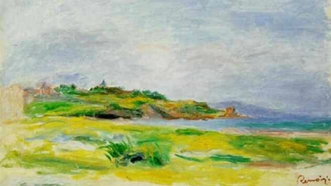 Golfe, mer, falaises mertes, firmada por Renoir en 1895 Golfe, mer, falaises mertes, firmada por Renoir en 1895