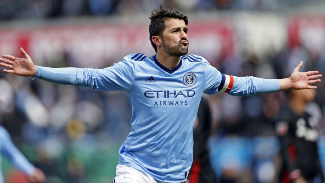 Villa celebra un gol con el New York City. Villa celebra un gol con el New York City.