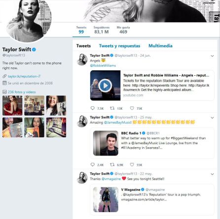 El último tweet de la artista consta del 24 de junio de 2018, casi 6 meses después de la publicación de esta lista El último tweet de la artista consta del 24 de junio de 2018, casi 6 meses después de la publicación de esta lista