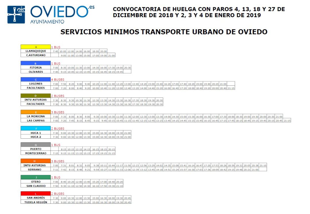Sevicios mínimos con motivo de la huelga de autobuses de TUA Sevicios mínimos con motivo de la huelga de autobuses de TUA