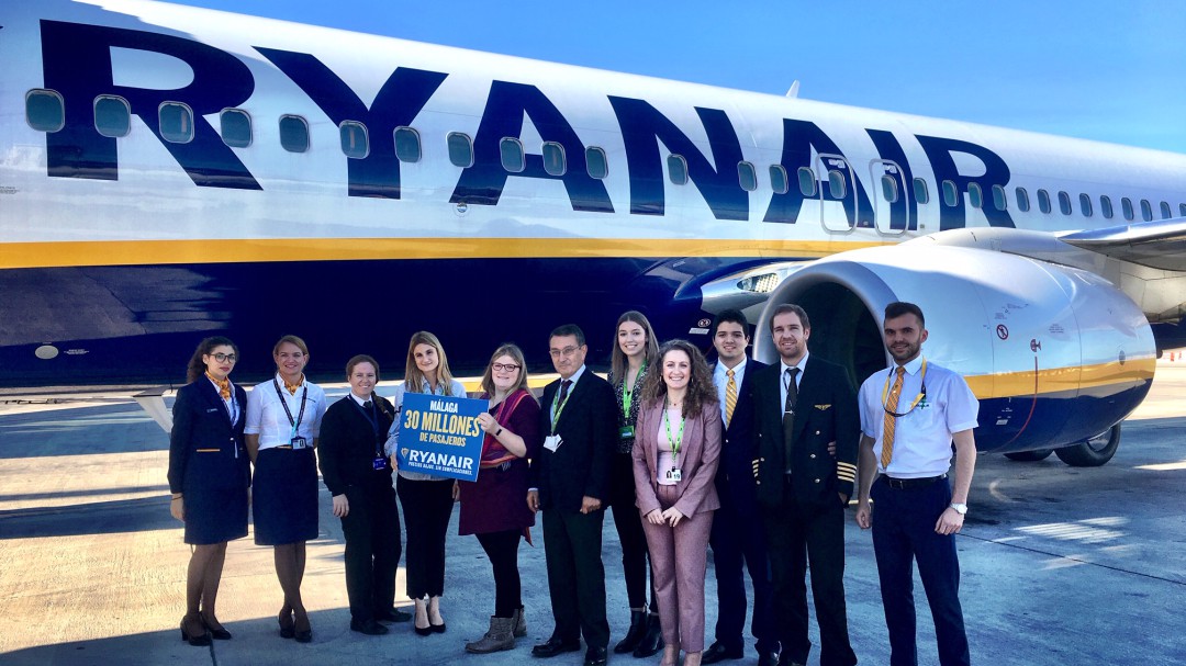 Ryanair alcanza los 30 millones de pasajeros en la terminal de Málaga