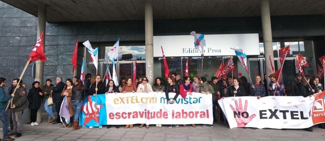 Huelga en Extel, A Coruña Huelga en Extel, A Coruña