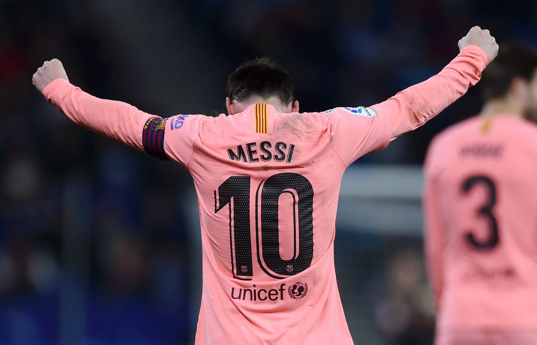 Messi celebra su gol de falta ante el Espanyol Messi celebra su gol de falta ante el Espanyol