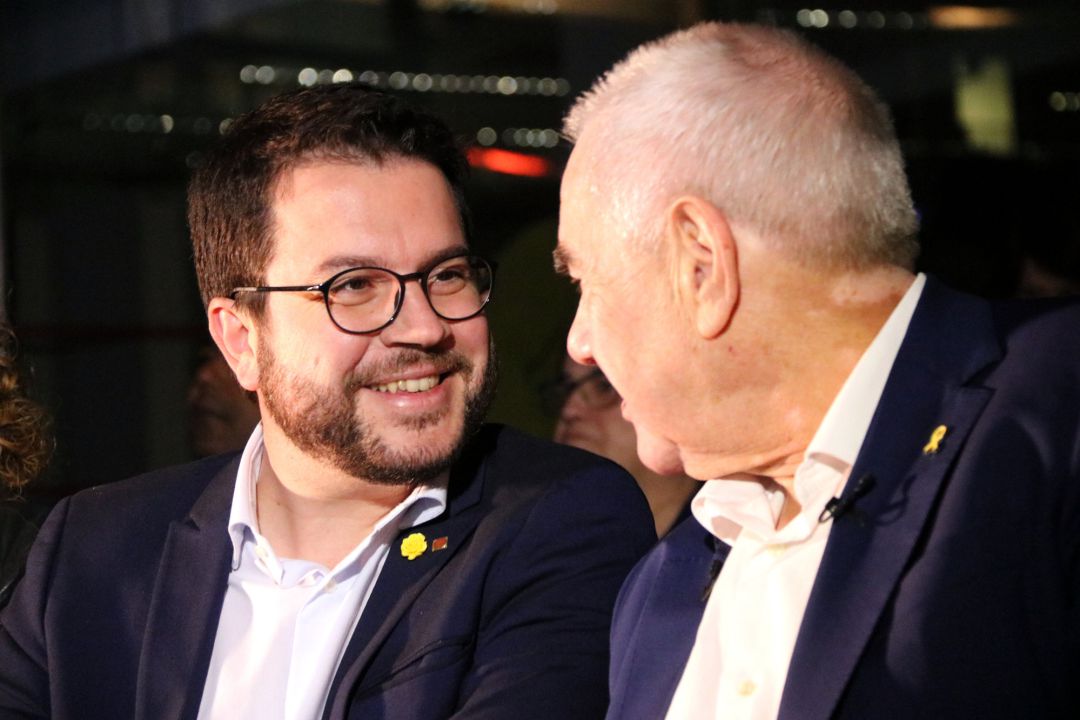El vicepresidente del Govern, Pere Aragonès, y el candidato a la alcaldía de ERC, Ernest Maragall El vicepresidente del Govern, Pere Aragonès, y el candidato a la alcaldía de ERC, Ernest Maragall