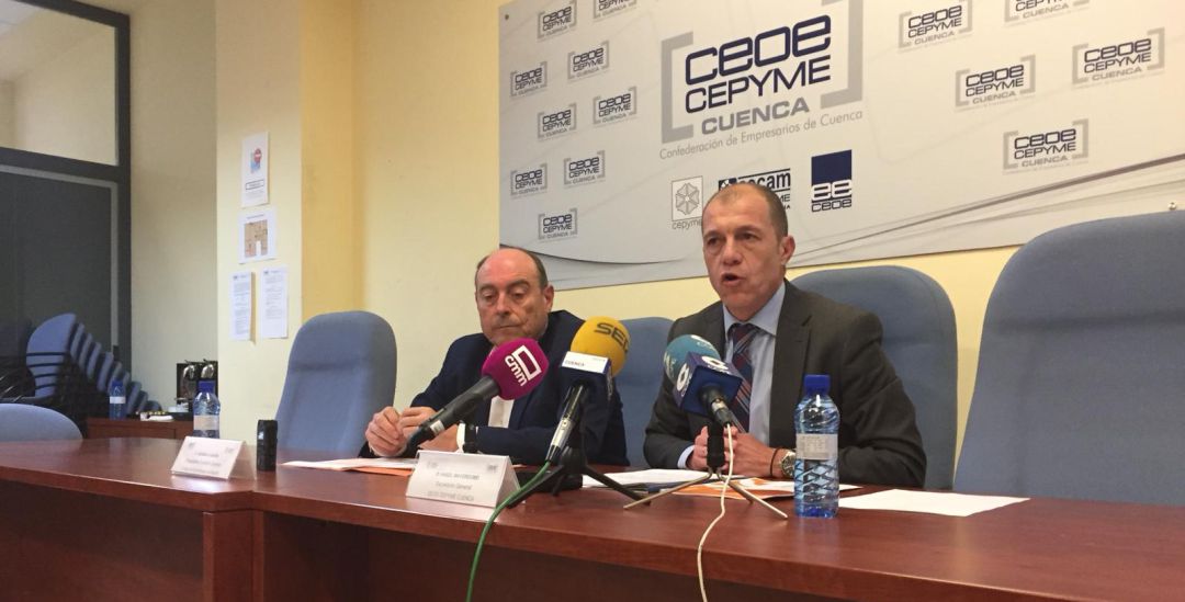 Germán Chamón (i) y Ángel Mayordomo, en la rueda de prensa Germán Chamón (i) y Ángel Mayordomo, en la rueda de prensa