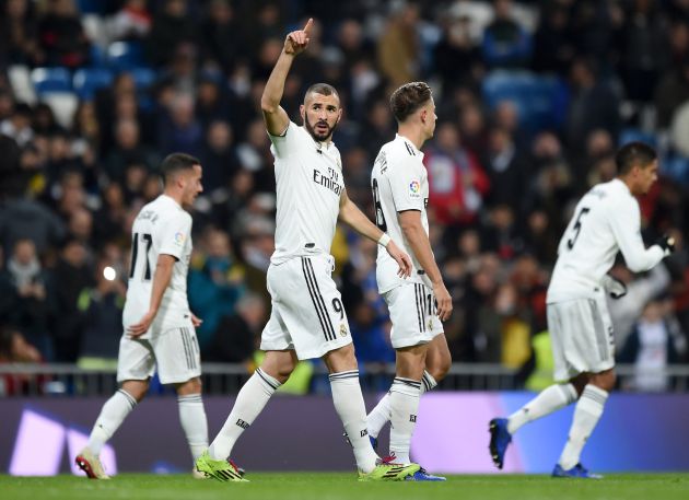 Benzema celebra el único gol del partido Benzema celebra el único gol del partido