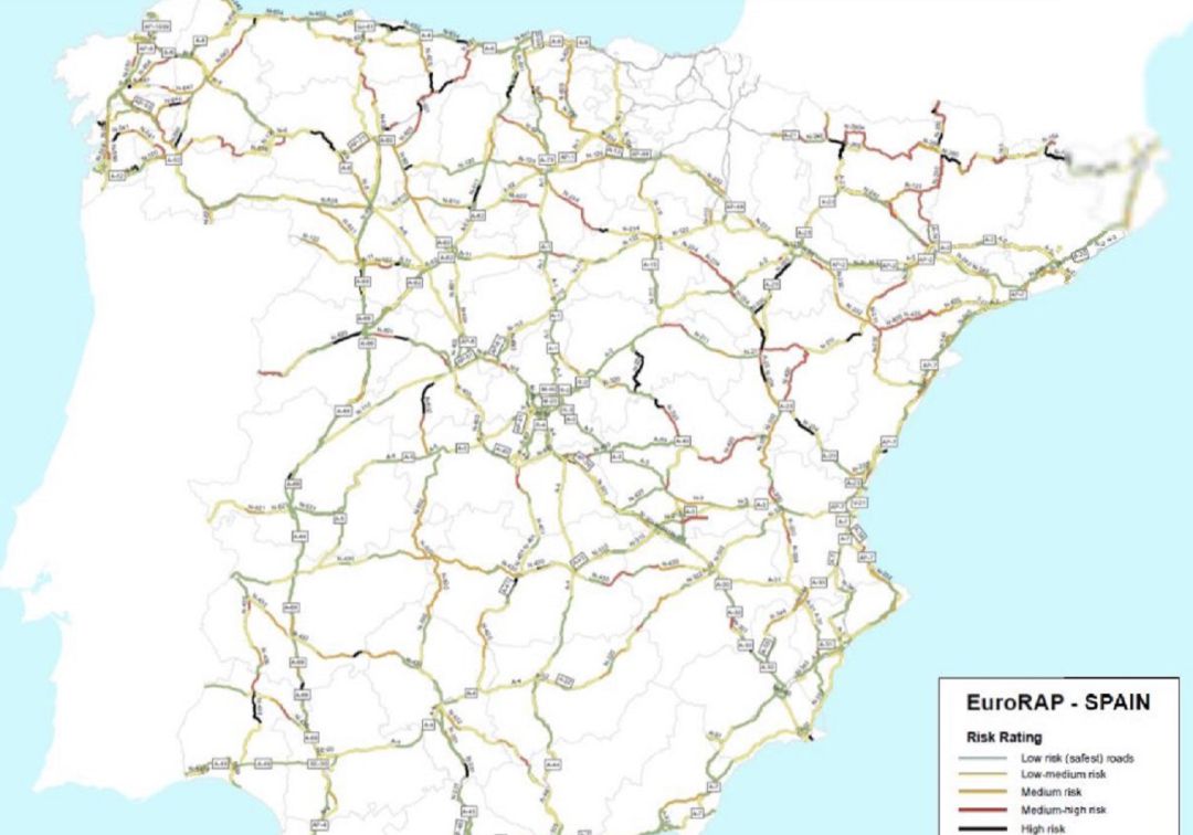 Estos son los diez tramos de carreteras más peligrosos de toda España