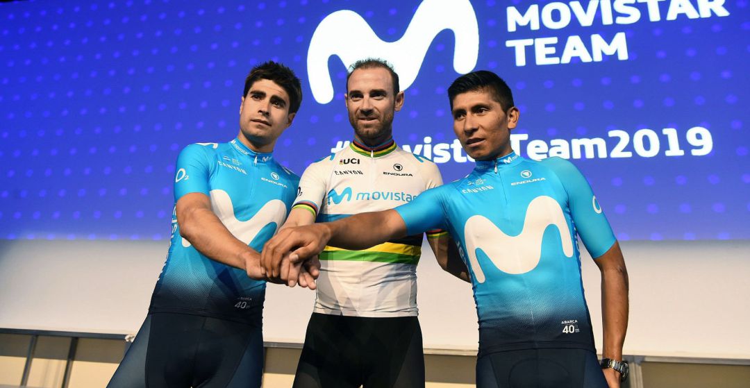 Mikel Landa, Alejandro Valverde y Nairo Quintana, los tres líderes del Movistar Team. Mikel Landa, Alejandro Valverde y Nairo Quintana, los tres líderes del Movistar Team.