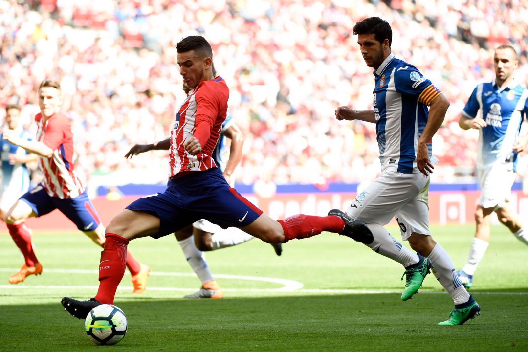 Lucas Hernández se prepara para disparar en el Atlético - Espanyol del pasado 6 de mayo Lucas Hernández se prepara para disparar en el Atlético - Espanyol del pasado 6 de mayo