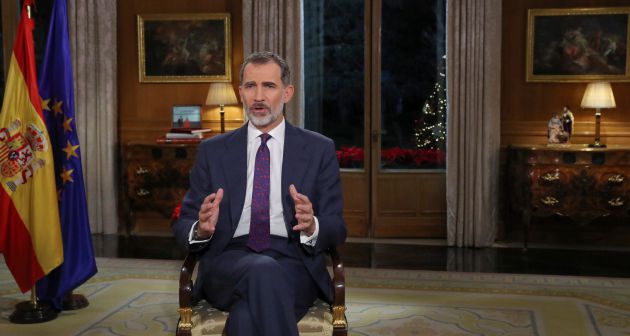 El rey Felipe VI, durante su quinto discurso navideño El rey Felipe VI, durante su quinto discurso navideño