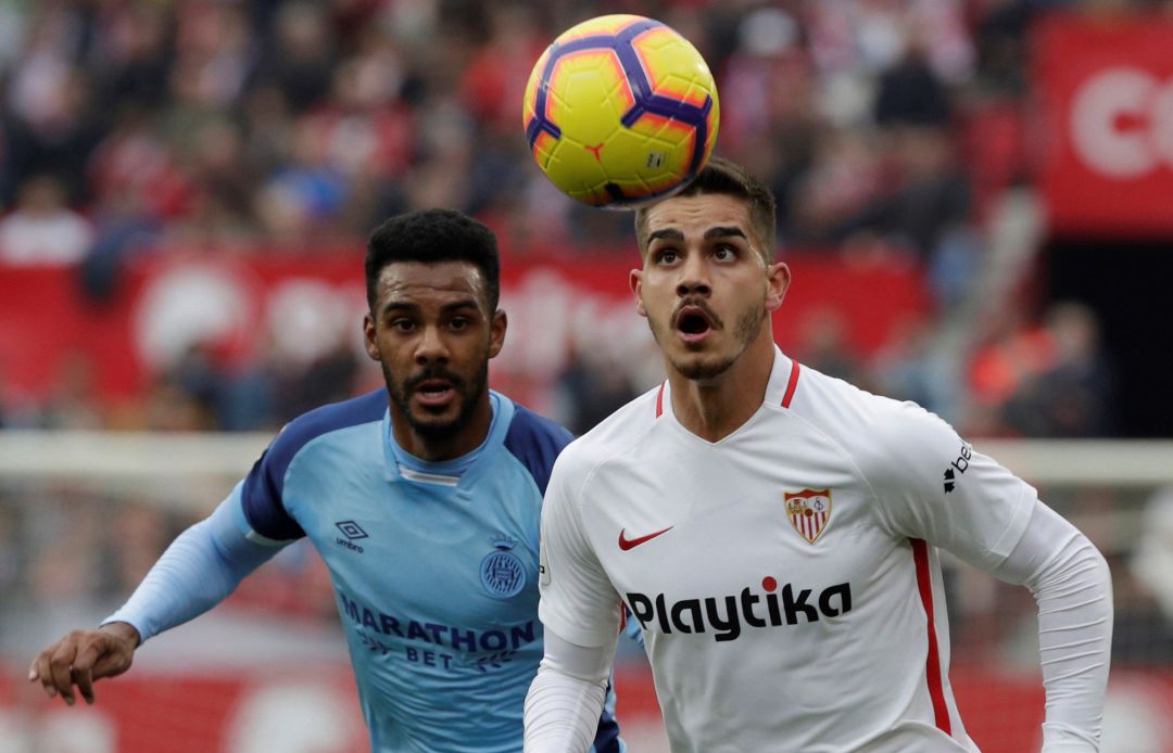 André Silva, en un partido entre el Sevilla y el Girona. André Silva, en un partido entre el Sevilla y el Girona.