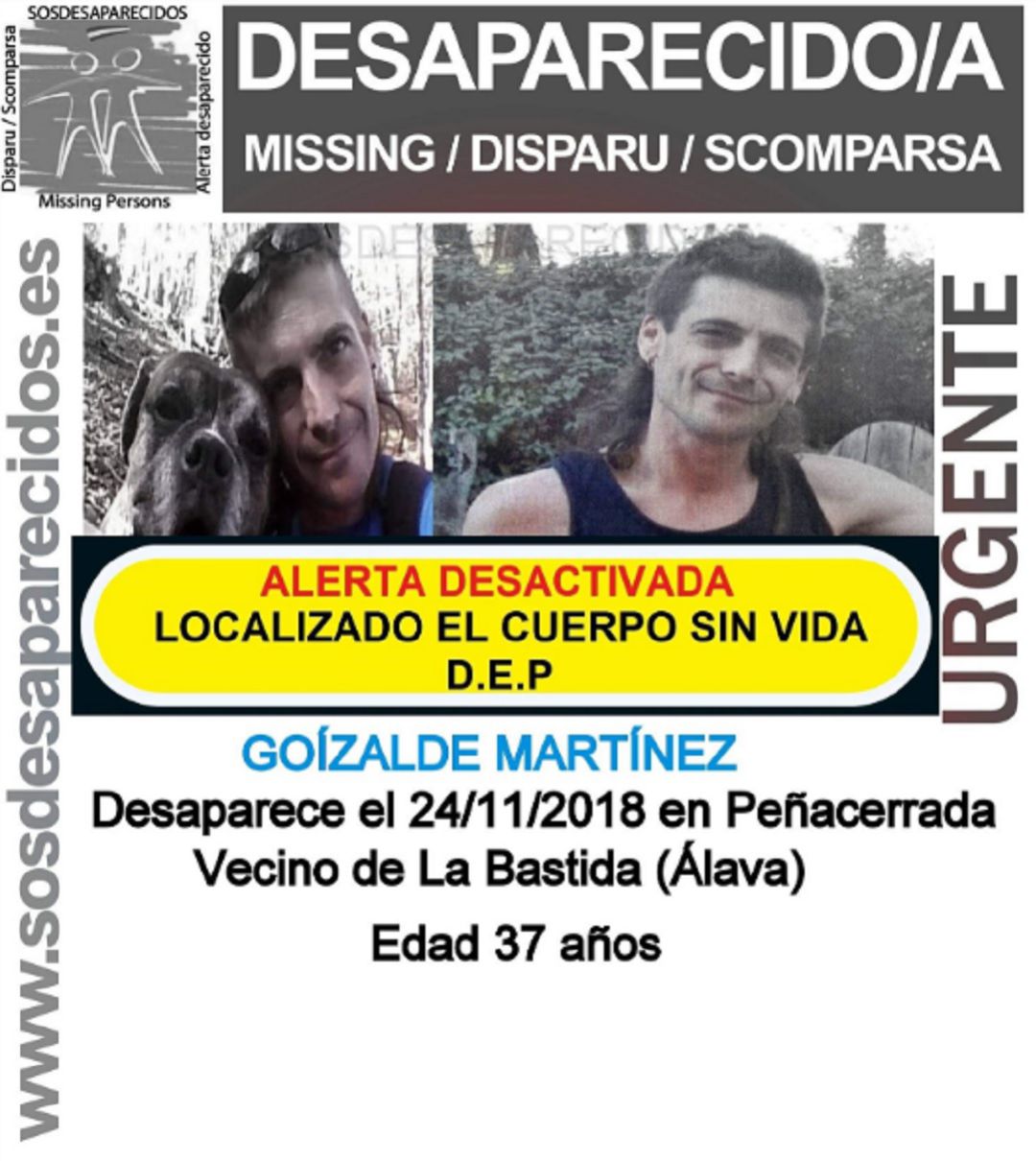 Localizado sin vida el hombre desaparecido en la zona de Peñacerrada Localizado sin vida el hombre desaparecido en la zona de Peñacerrada