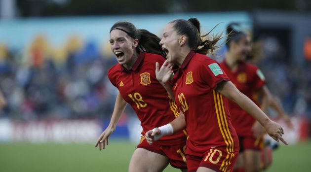 Las jugadoras de España celebran un gol en la final del Mundial Las jugadoras de España celebran un gol en la final del Mundial