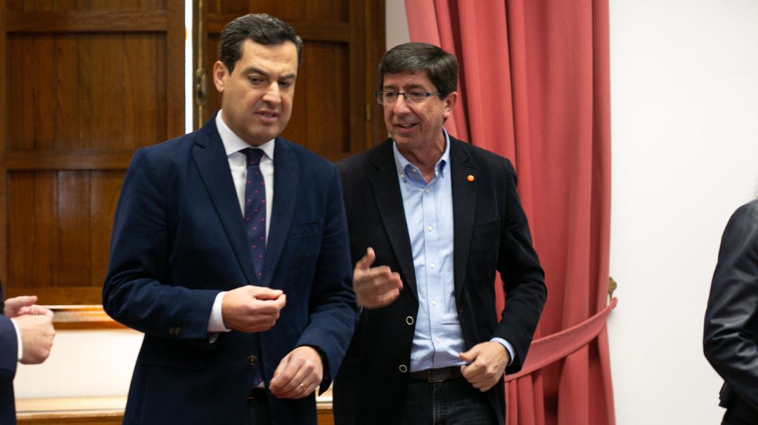 Juanma Moreno y JUan Marín, durante una reunión el pasado mes de diciembre Juanma Moreno y JUan Marín, durante una reunión el pasado mes de diciembre