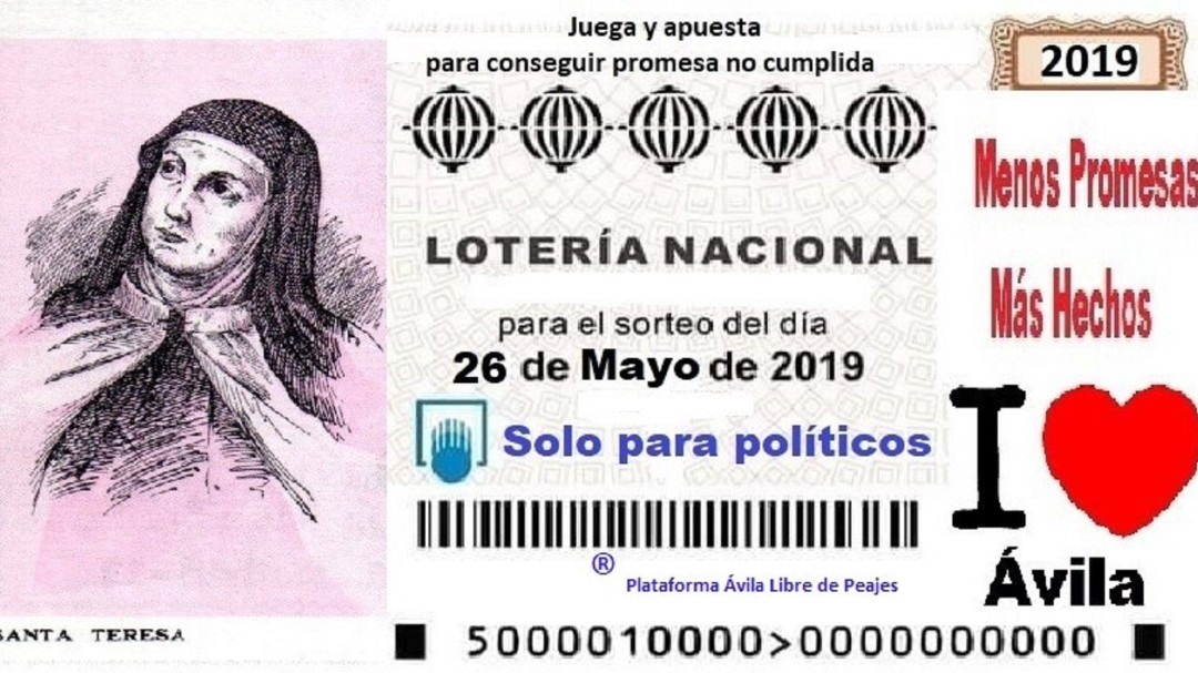 La 'Plataforma Ávila Libre de Peajes' plasma varias peticiones en décimos de lotería