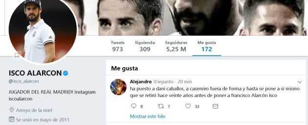 El polémico 'me gusta' de Isco después de quedarse fuera del once de Solari El polémico 'me gusta' de Isco después de quedarse fuera del once de Solari