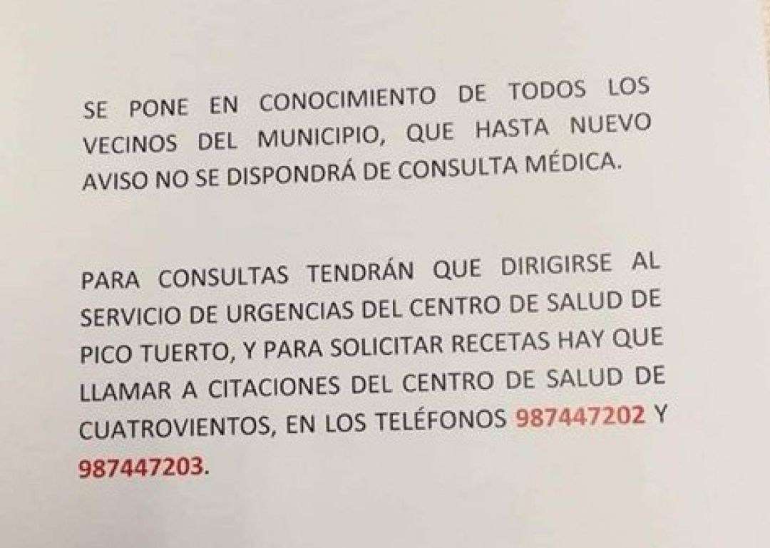 Cartel aparecido a las puertas del consultorio Cartel aparecido a las puertas del consultorio
