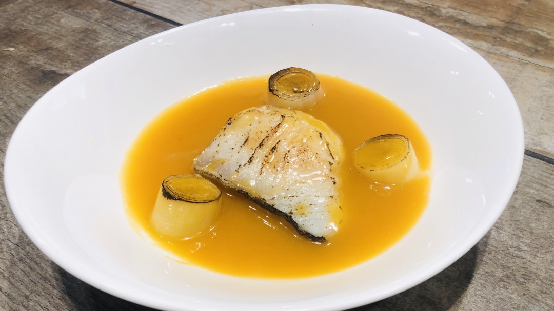 Porrusalda con bacalao