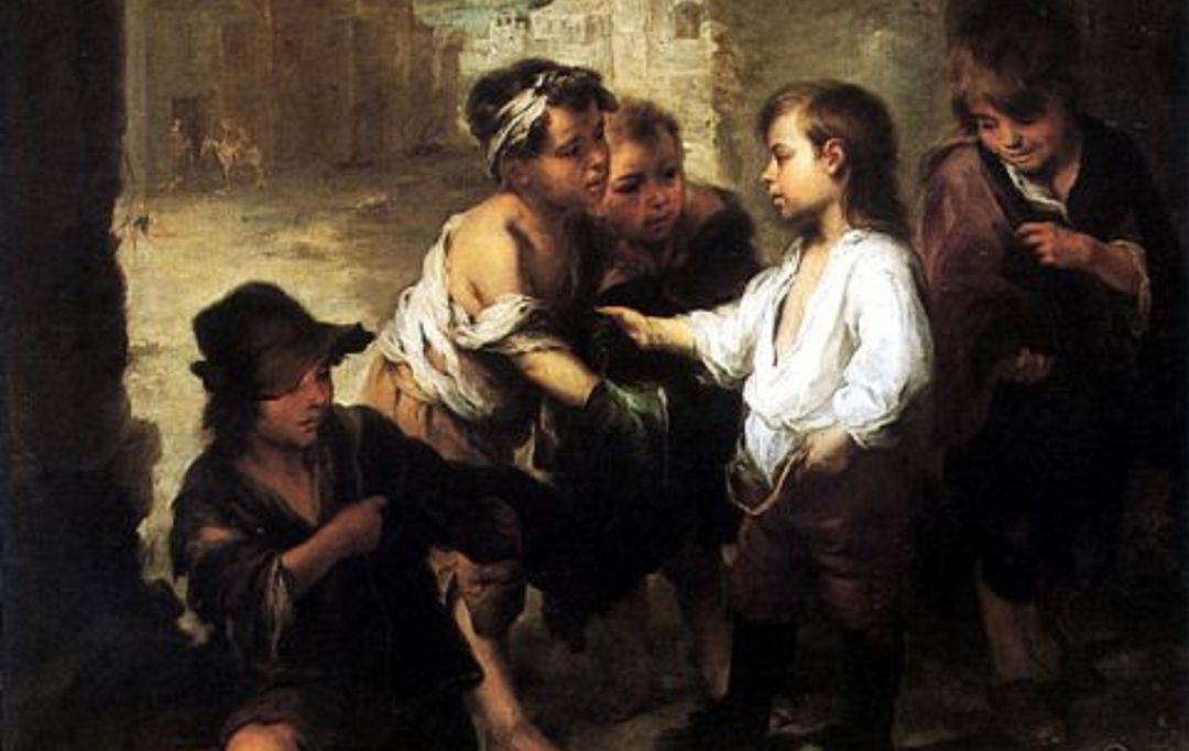 'Santo Tomás de Villanueva niño repartiendo sus ropas' de Murillo. 'Santo Tomás de Villanueva niño repartiendo sus ropas' de Murillo.