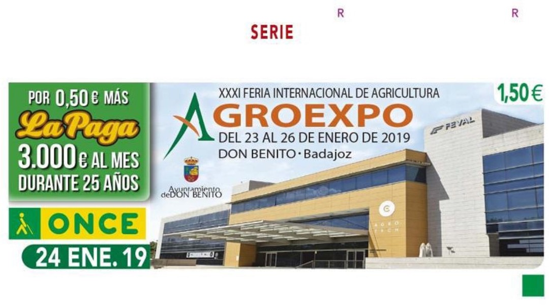 Agroexpo protagonista del cupón de la ONCE del 24 de enero