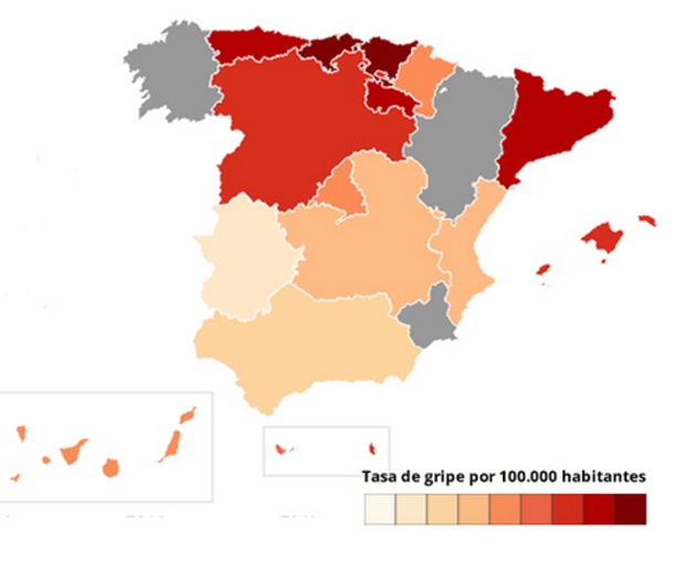 Tasa de gripe por cada 100.000 habitantes. Tasa de gripe por cada 100.000 habitantes.