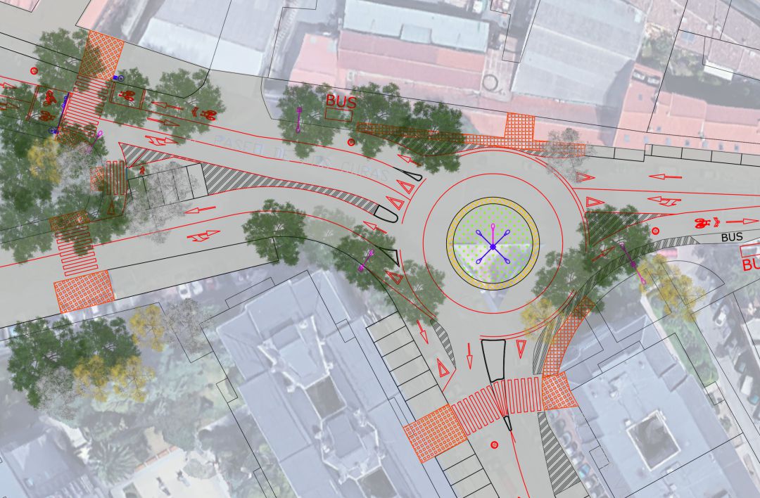 Esquema del proyecto de cuatro nuevas rotondas para el entorno del casco histórico de Alcalá de Henares. Esquema del proyecto de cuatro nuevas rotondas para el entorno del casco histórico de Alcalá de Henares.