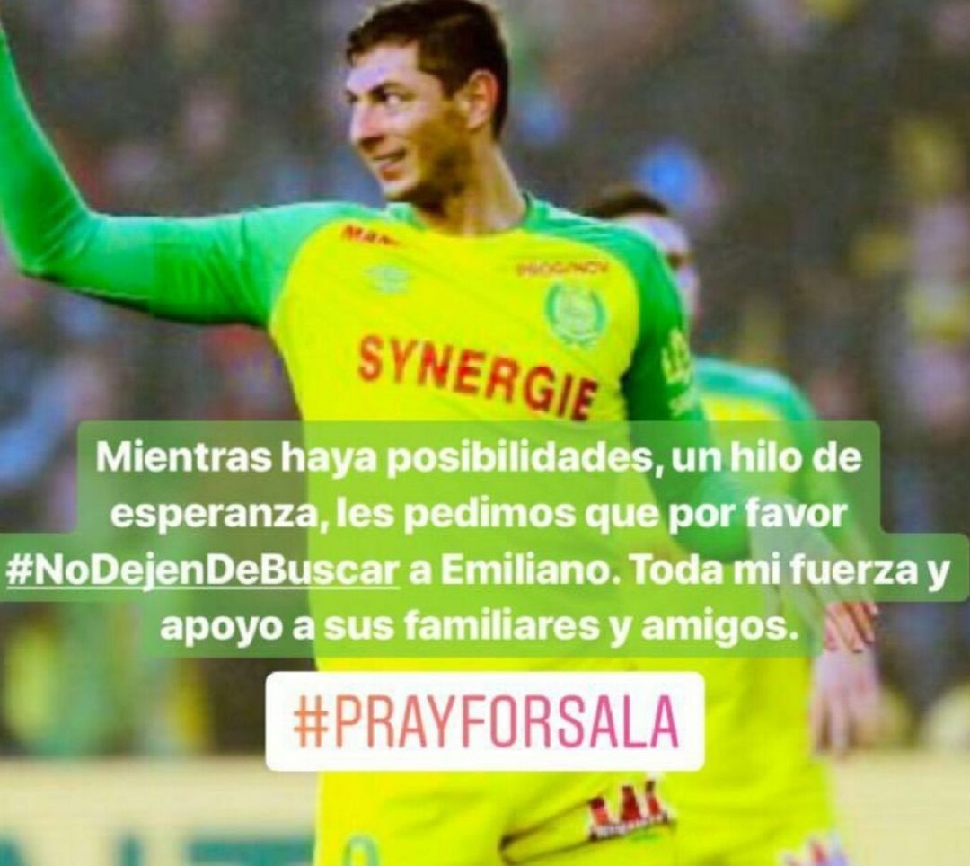 El mensaje de Messi en redes sociales que pide que no se deje de buscar a Emiliano Sala El mensaje de Messi en redes sociales que pide que no se deje de buscar a Emiliano Sala