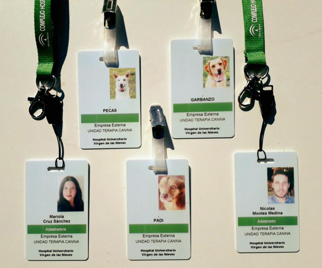 Acreditaciones de la Unidad de Terepia Canina del Materno-Infantil del Hospital Virgen de las Nieves de Granada con dos adiestradores y tres perros Acreditaciones de la Unidad de Terepia Canina del Materno-Infantil del Hospital Virgen de las Nieves de Granada con dos adiestradores y tres perros