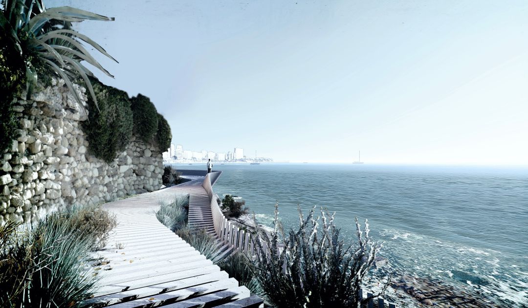 Imagen del proyecto ganador del paseo litoral a su paso por la zona de la Albufereta Imagen del proyecto ganador del paseo litoral a su paso por la zona de la Albufereta