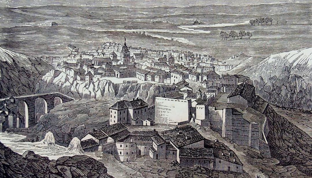 Vista de Cuenca hacia 1870. Vista de Cuenca hacia 1870.