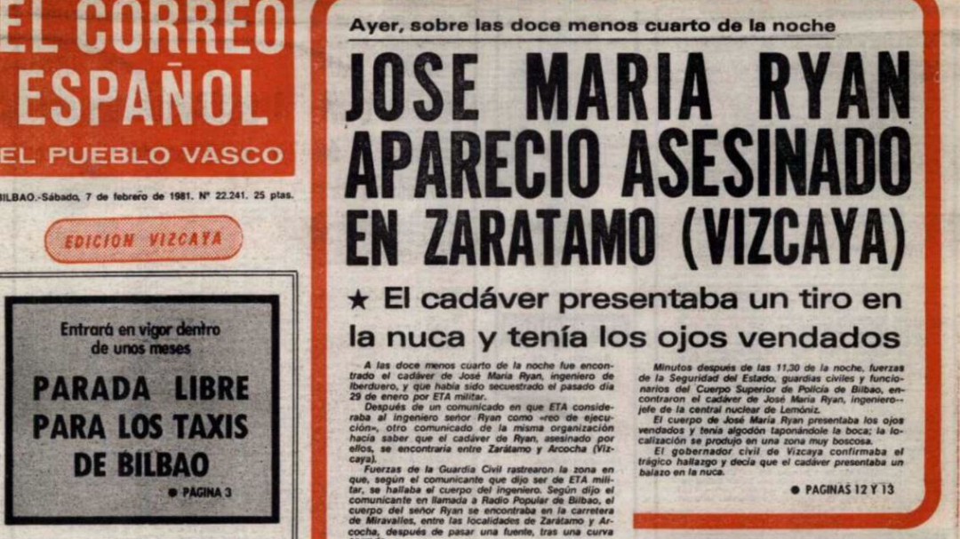 Secuestro y asesinato de Ryan. ETA cierra la central nuclear de Lemoiz