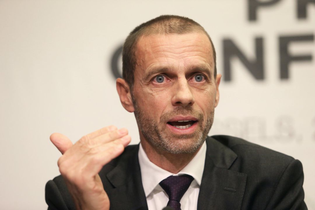 Aleksander Ceferin en una conferencia de prensa en Bruselas. Aleksander Ceferin en una conferencia de prensa en Bruselas.