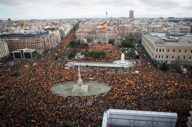 La plaza Colón de Madrid durante la manifestación La plaza Colón de Madrid durante la manifestación