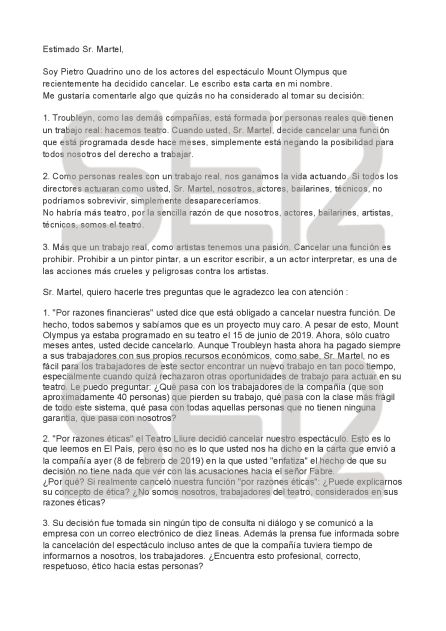 Consulta el texto íntegro de la carta. Consulta el texto íntegro de la carta.