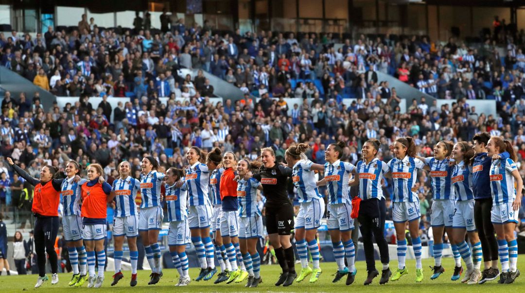 La celebración de las jugadoras de la Real en Anoeta fue espectacular La celebración de las jugadoras de la Real en Anoeta fue espectacular