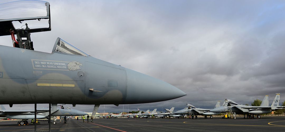Imagen de archivo de un F15 en la Base Aérea de los Llanos Imagen de archivo de un F15 en la Base Aérea de los Llanos