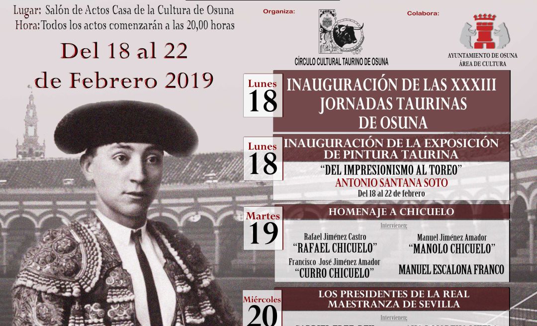 Detalle del cartel anunciador de la XXXIII Jornadas Taurinas de Osuna Detalle del cartel anunciador de la XXXIII Jornadas Taurinas de Osuna